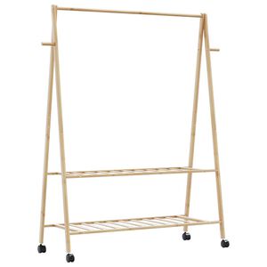 vidaXL t&oslash;jstativ med hylder og hjul 132x45,5x155,5 cm bambus