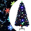 vidaXL juletr&aelig; med LED-snefnug 120 cm fiberoptik sort