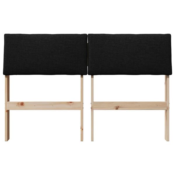 vidaXL Polstret sengegavl Sort 120 cm Massiv fyrretr&aelig;