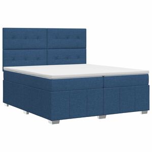 vidaXL Boxmadras med topmadras med hovedg&aelig;rde Bl&aring; 160 x 200 cm Stof