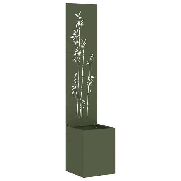 vidaXL Have privatliv skærm Olivengrøn 32 x 140 cm Koldvalset stål