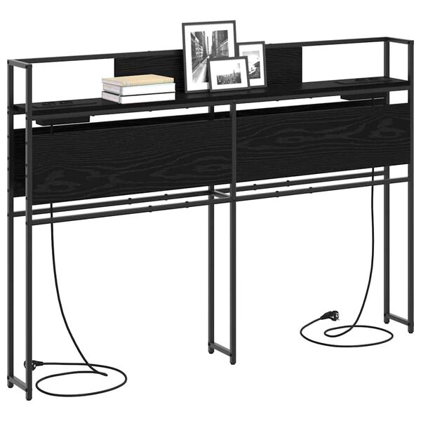vidaXL Opbevaringshovedgavl med hylde Sort eg 150 cm Konstrueret tr&aelig;