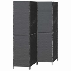 vidaXL Rumdeler Sort 195 x 180 cm polyrattan