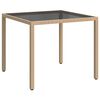 vidaXL havebord 90x90x75 cm h&aelig;rdet glas og polyrattan beige