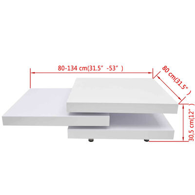 vidaXL sofabord 3 niveauer hvid højglans