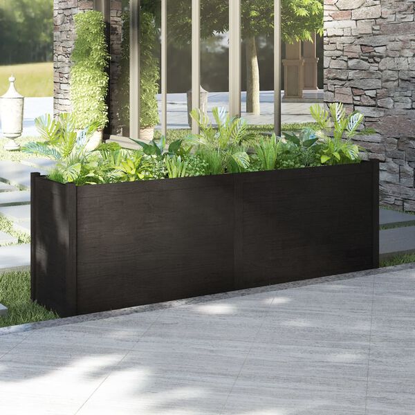 vidaXL plantekasse 200x50x70 cm massivt fyrretræ sort