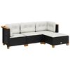 vidaXL sofas&aelig;t til haven 4 dele med hynder polyrattan sort