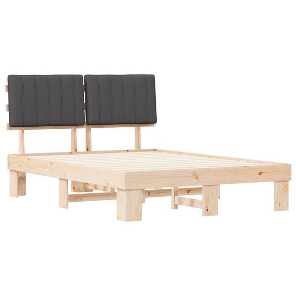 vidaXL Sengestel med Polstret Hovedgavl M&oslash;rkegr&aring; 140 x 200 cm