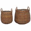 vidaXL Plantekurv med opbevaring 2 pcs Brun Lacak Rattan