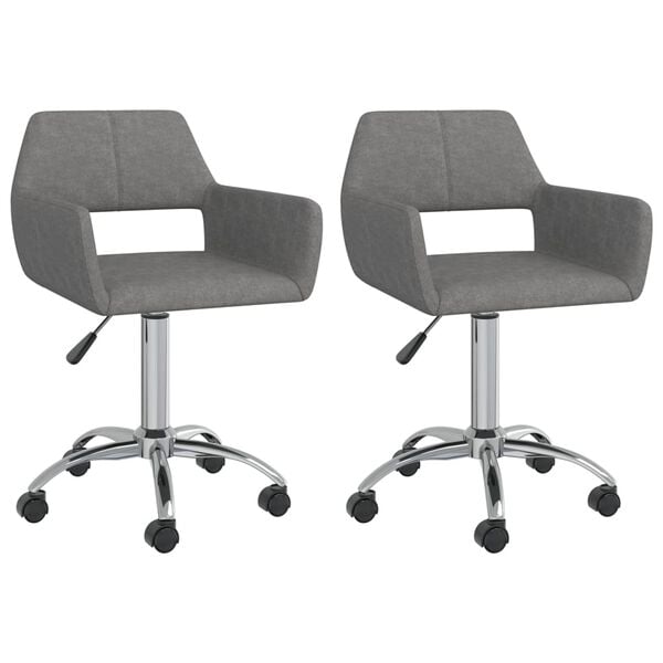 vidaXL drejelige spisebordsstole 2 stk. stof lysegr&aring;