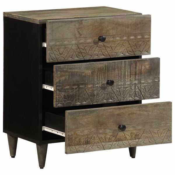 vidaXL sengebord 50x33x60 cm massivt mangotr&aelig; lysegr&aring;