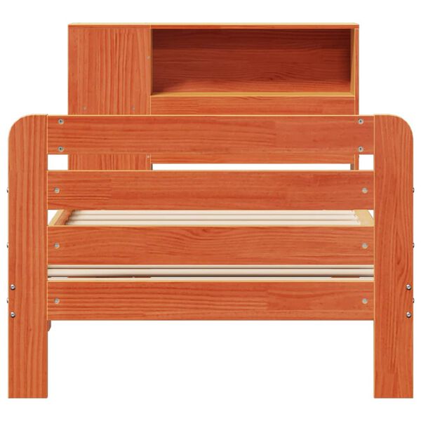 vidaXL sengeramme uden madras 75x190 cm massivt fyrretr&aelig; gyldenbrun