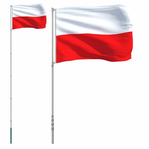 vidaXL Polen flag og flagstang 5,5 m aluminium