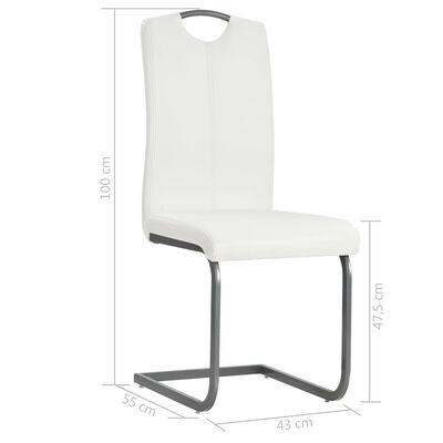 vidaXL spisebordsstole med cantilever 4 stk. kunstlæder hvid