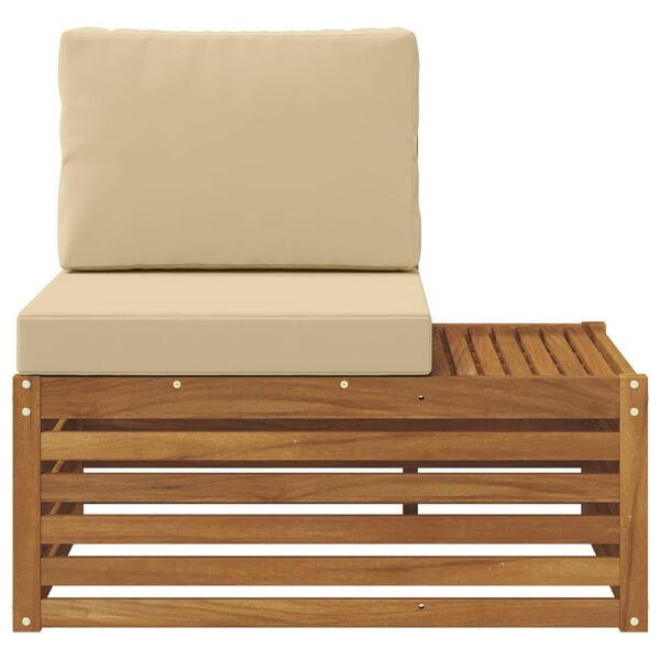 vidaXL Udend&oslash;rs end sofa Naturfarvet 91 x 63 x 73 cm Massivt Akacietr&aelig;