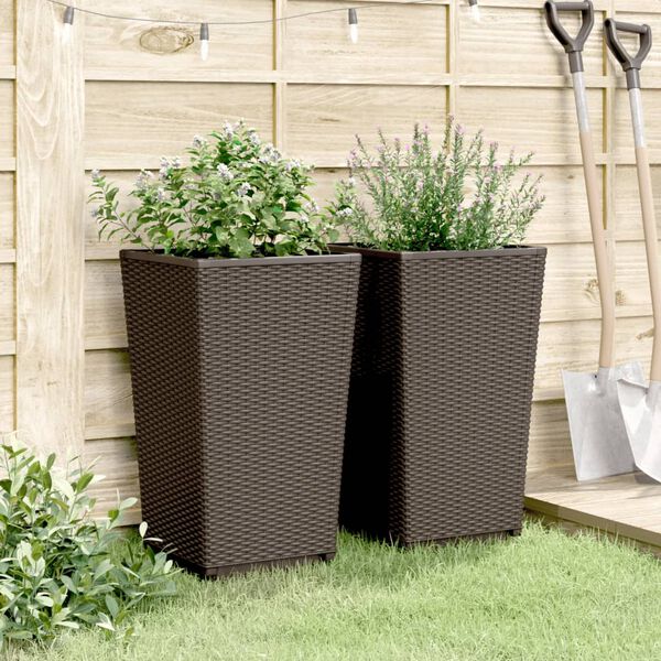 vidaXL plantekurve 2 stk. 32,5x32,5x57 cm PP brun