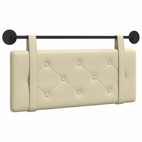 vidaXL H&aelig;ngende Hovedgavl V&aelig;gmonteret Creme 100 cm Faux l&aelig;der