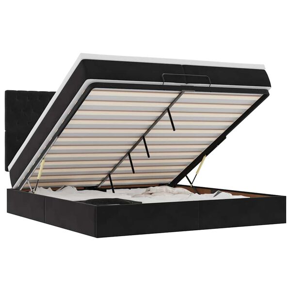 vidaXL osmannisk sengeramme med madrasser 200x200 cm fl&oslash;jl sort