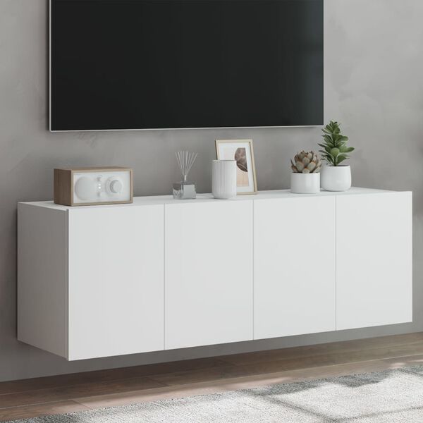vidaXL v&aelig;gh&aelig;ngte tv-borde 2 stk. med LED-lys 60x35x41 cm hvid