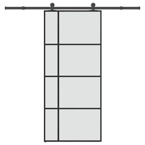 vidaXL skyded&oslash;r med hardwares&aelig;t 90x205 cm sikkerhedsglas aluminium