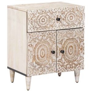 vidaXL Sengekabinett med skuffe Hvid 50 x 33 x 60 cm Massivt mangotr&aelig;