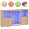 vidaXL sk&aelig;nk med LED-lys 181,5x37x100 cm sonoma-eg