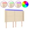 vidaXL sengegavl med LED-lys 147x16x118/128 cm stof cremefarvet
