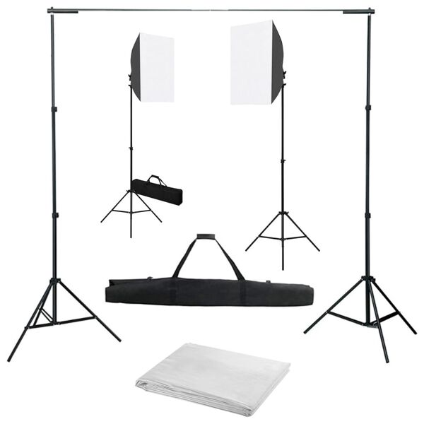 vidaXL fotostudies&aelig;t med softbox-lamper og baggrund