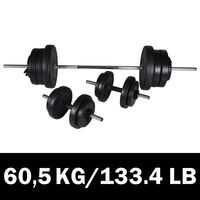 vidaXL vægtstang + 2 håndvægte 60,5 kg