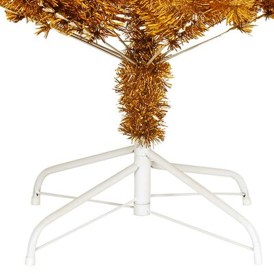 vidaXL kunstigt juletræ med juletræsfod 210 cm PET guldfarvet