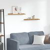 vidaXL V&aelig;ghylde med hylde 2 pcs Beige 60 x 9 x 3 cm Konstrueret tr&aelig;