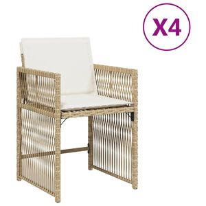 vidaXL havestole 4 stk. med hynder polyrattan beige