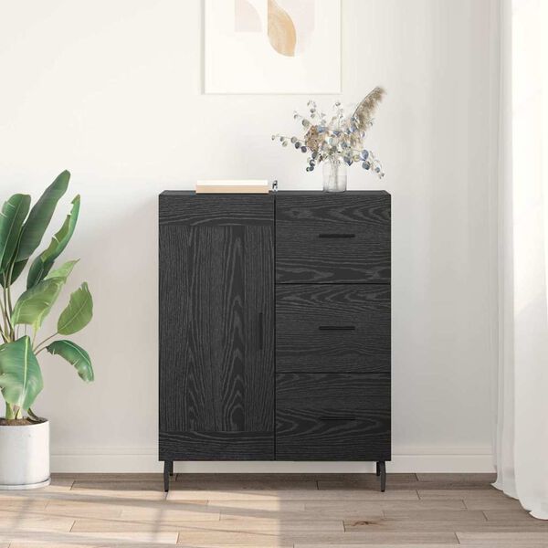 vidaXL Sideboard Sort eg 69,5 x 34 x 90 cm Ingeni&oslash;rt tr&aelig; og jern