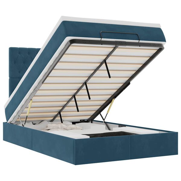 vidaXL osmannisk sengeramme med madrasser 120x200 cm fl&oslash;jl m&oslash;rkebl&aring;