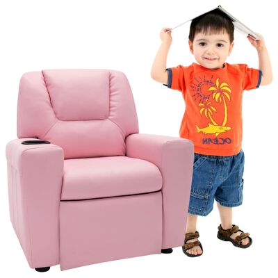vidaXL lænestol til børn kunstlæder lyserød