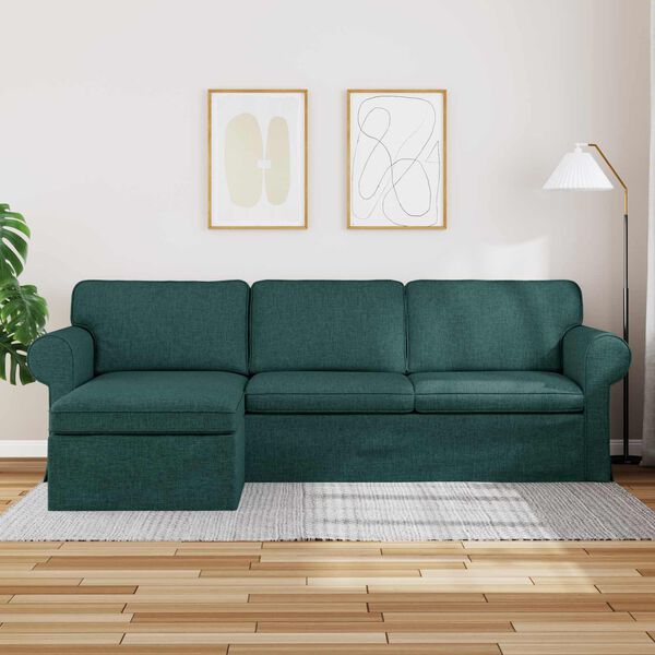 vidaXL Sofa M&oslash;rkegr&oslash;n 215 x 138 x 80 cm Stof