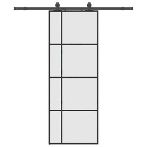 vidaXL skyded&oslash;r med hardwares&aelig;t 76x205 cm ESG glas sort