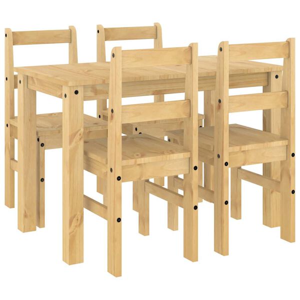 vidaXL spisebordssæt 5 dele Panama massivt fyrretræ