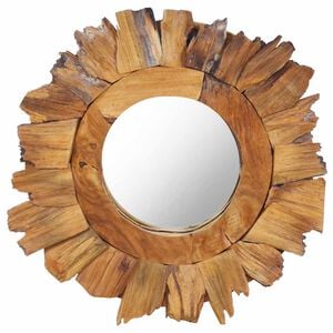 vidaXL v&aelig;gspejl 40 cm teak rund