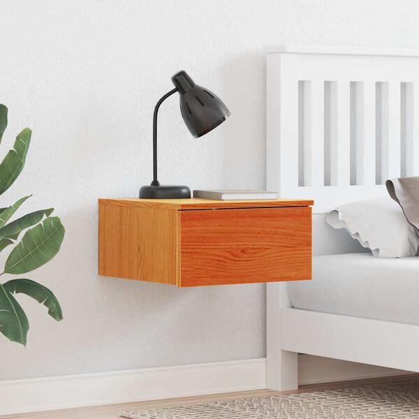 vidaXL Sengebord Voks brun 37 x 35 x 18,5 cm Massivt fyrretræ