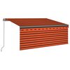 vidaXL markise m. gardin + LED 3,5x2,5 m manuel betjening orange/brun
