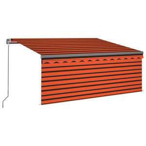 vidaXL markise m. gardin + LED 3,5x2,5 m manuel betjening orange/brun