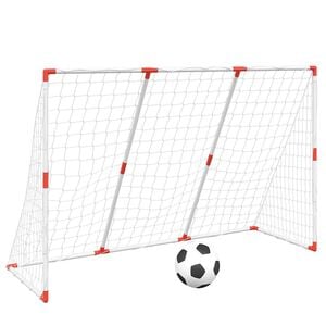 vidaXL fodboldm&aring;l til b&oslash;rn 184x64x124 cm med 2 bolde hvid