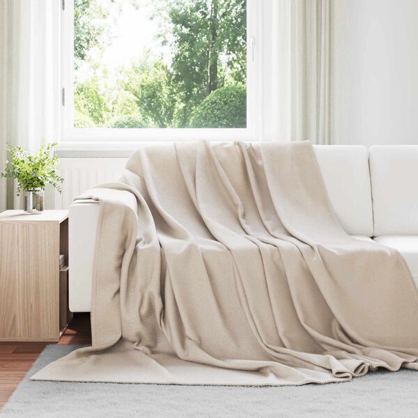 vidaXL Throw t&aelig;ppe Beige 270 x 240 cm Fleece