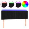 vidaXL sengegavl med LED-lys 144x5x78/88 cm fl&oslash;jl sort