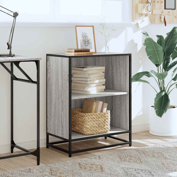 vidaXL bogreol 60x35x76 cm konstrueret tr&aelig; gr&aring; sonoma-eg