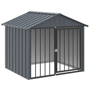 vidaXL hundehus med tag 117x103x102 cm galvaniseret st&aring;l sort
