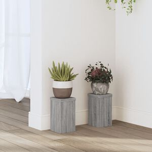 vidaXL plantestativer 2 stk. 10x10x18 cm konstrueret tr&aelig; gr&aring; sonoma-eg