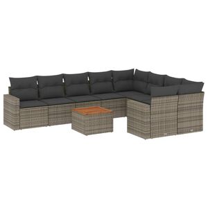 vidaXL sofas&aelig;t til haven 10 dele med hynder polyrattan gr&aring;