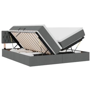 vidaXL Seng med LED -strimmellys M&oslash;rkegr&aring; 180 x 200 cm Stof